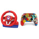 Volante HORI Nintendo Switch Mario Kart Racing Wheel Pro Mini + Control Inalámbrico PowerA Enhanced - Mario Pop